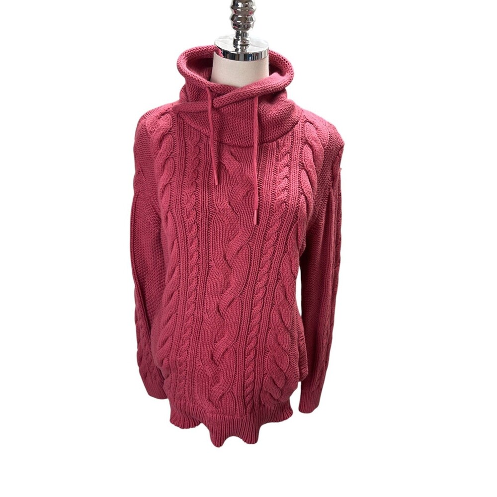 LL Bean Sweater Women's Size Medium Pale Red Turtle Neck 100% Cotton